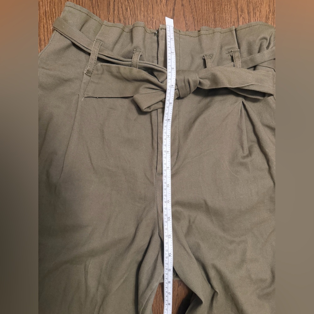 Rachel Roy Olive Tie Waist Paper Bag Wide-Leg Pants Size 6 - Picture 4 of 5